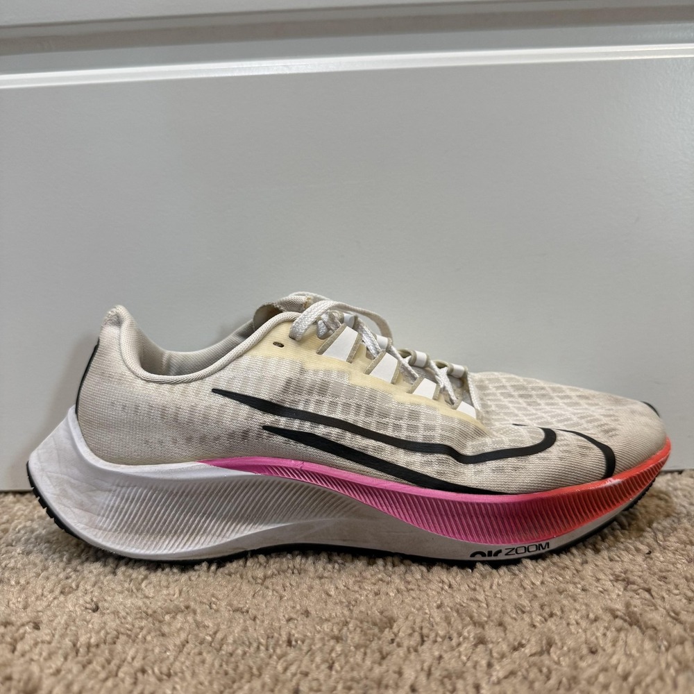 Nike Pegasus 37 Shoes Mens Size 7 White‎ Pink Running Marathon Racing BQ9647-103